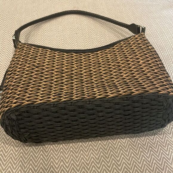 Brighton Vintage Woven Raffia Straw and Leather Trim Shoulder Purse - Picture 3 of 7